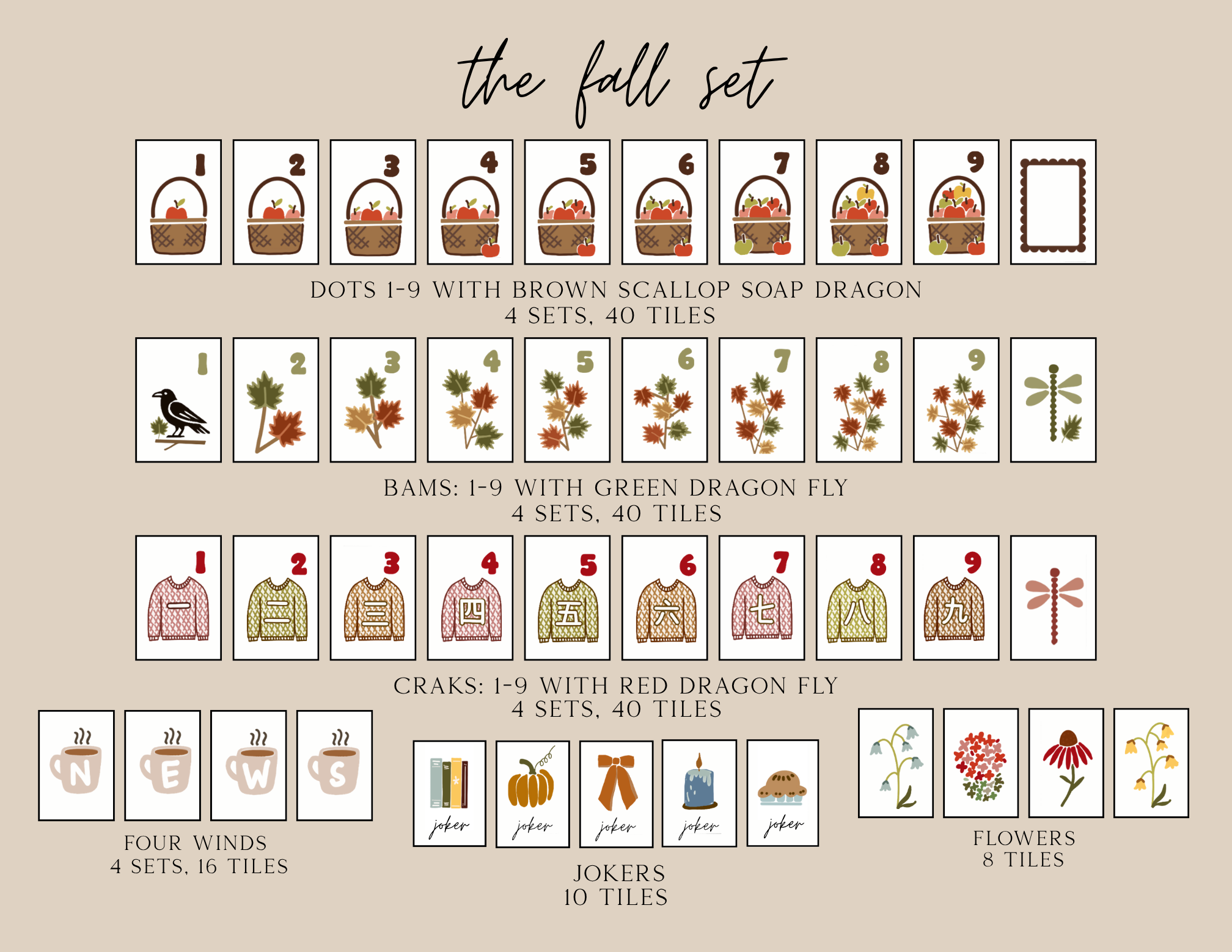 The Fall Set - Dreamy Autumn Mahjong Tiles