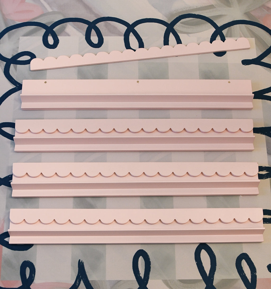 Ballet Pink Scalloped Wooden Mahjong Racks - 20 inches