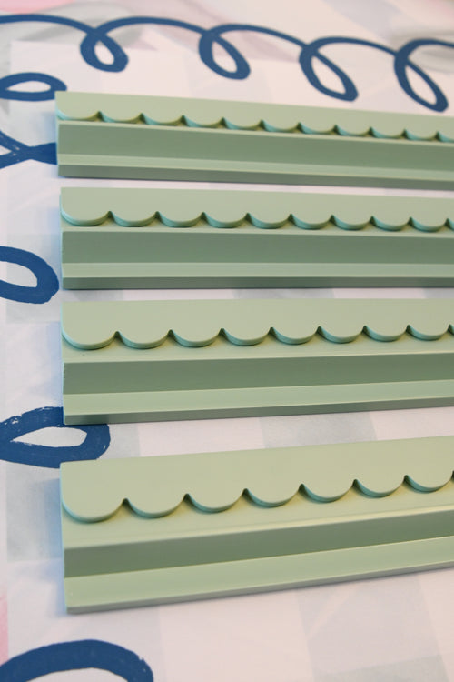 Eucalyptus Green Scalloped Wooden Mahjong Racks - 20 inches