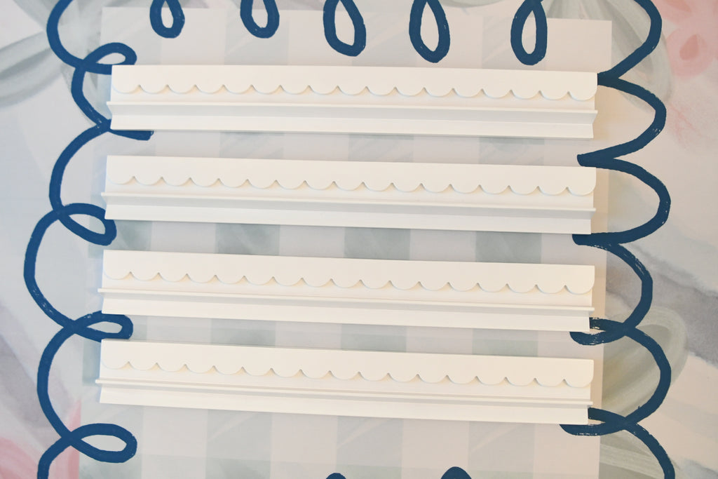 White Scalloped Wooden Mahjong Racks - 20 inches