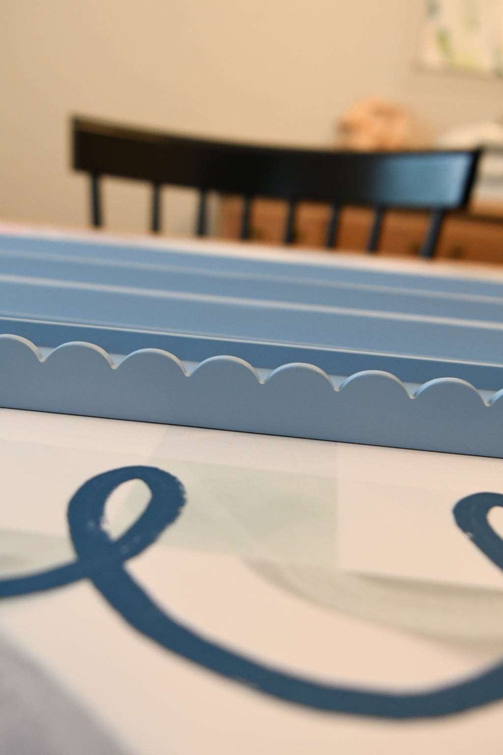 Preppy Blue Scalloped Wooden Mahjong Racks - 20 inches