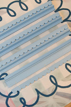 Preppy Blue Scalloped Wooden Mahjong Racks - 20 inches