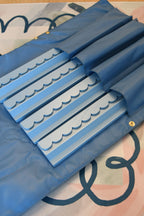 Preppy Blue Scalloped Wooden Mahjong Racks - 20 inches