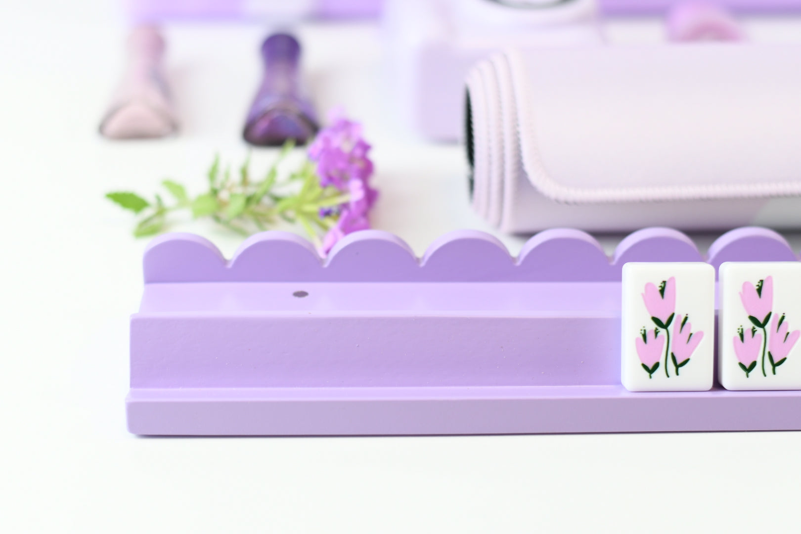 Purple Mahjong Racks 20" with Scallop Pushers, 4 per set