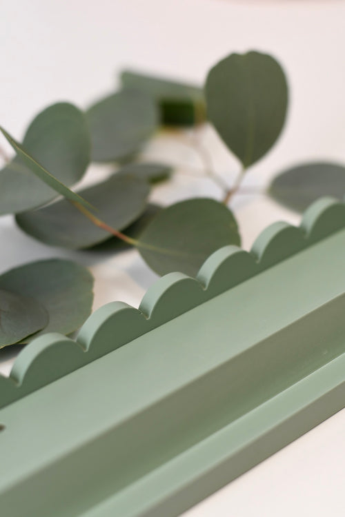 Eucalyptus Green Scalloped Wooden Mahjong Racks - 20 inches