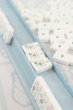 Powder Blue Mahjong Racks 20" with Scallop Pushers, 4 per set