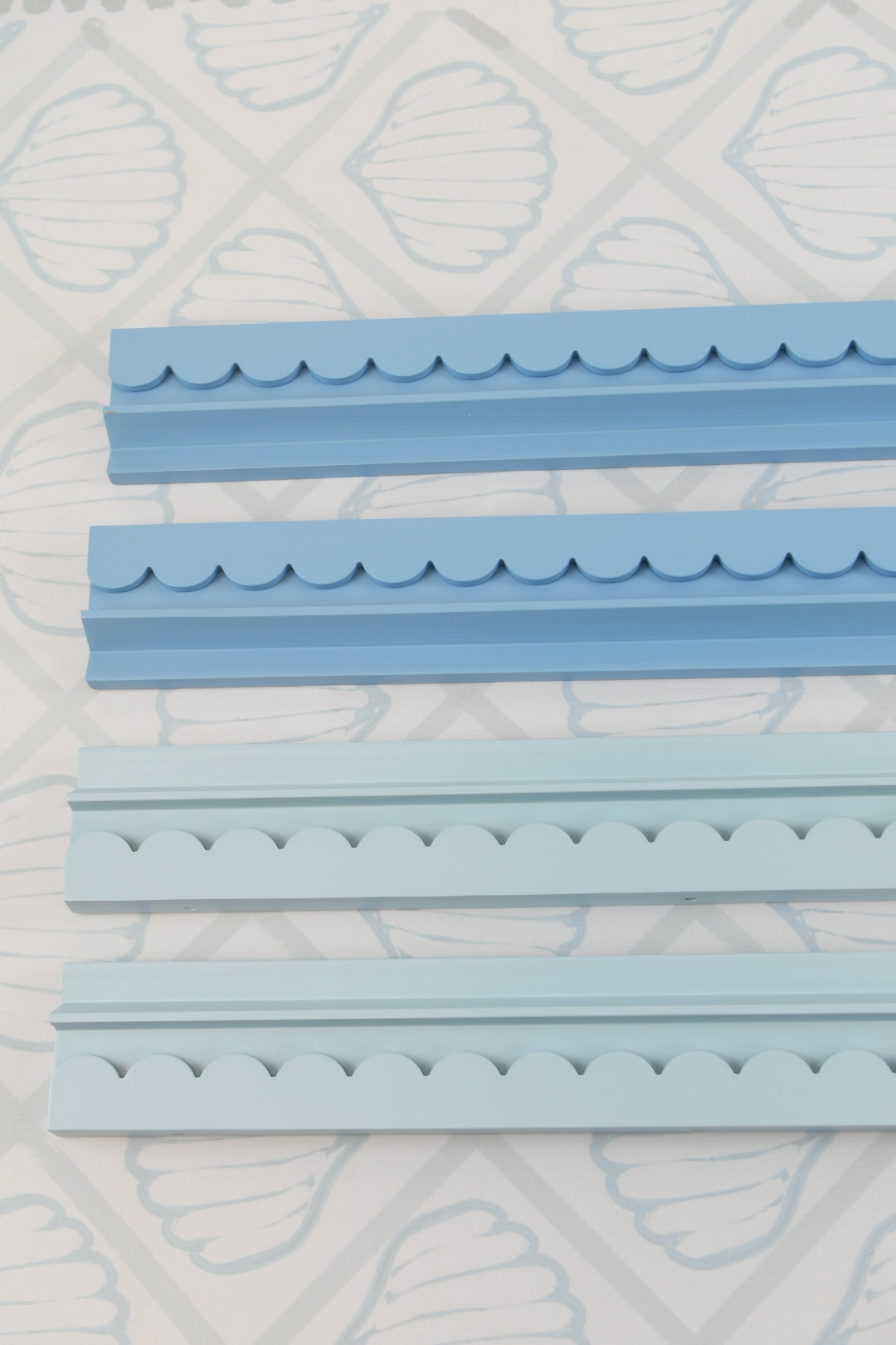 Powder Blue Mahjong Racks 20" with Scallop Pushers, 4 per set