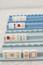 Powder Blue Mahjong Racks 20" with Scallop Pushers, 4 per set