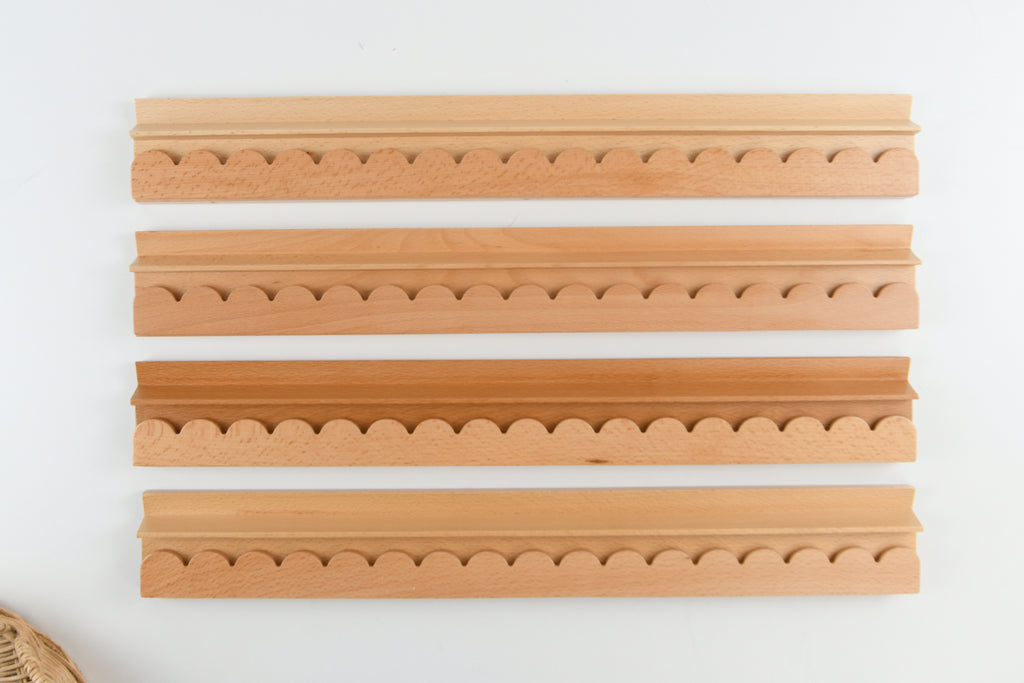 Natural Wood Mahjong Racks 20" with Scallop Pushers, 4 per set