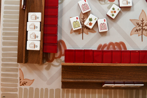 Dark Wood Mahjong Racks 20" with FLAT Pushers, 4 per set