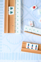 Natural Wood Mahjong Racks 20" with FLAT Pushers, 4 per set