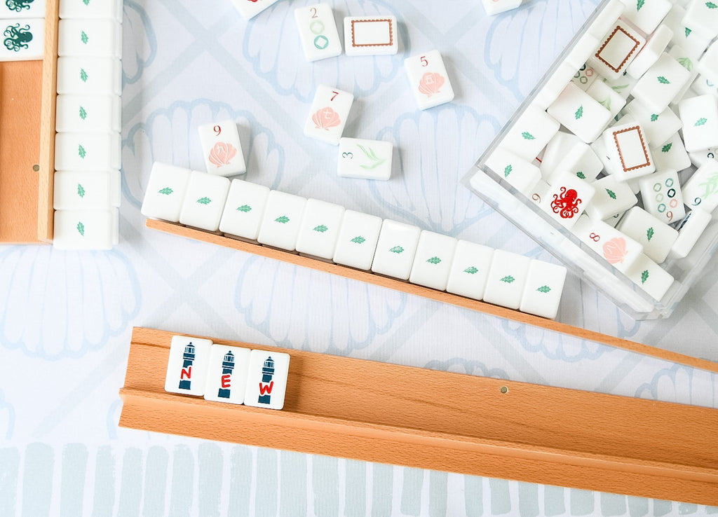 Natural Wood Mahjong Racks 20" with FLAT Pushers, 4 per set