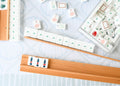 Natural Wood Mahjong Racks 20" with FLAT Pushers, 4 per set