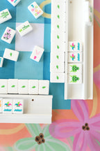 White Wood Mahjong Racks 20" with FLAT Pushers, 4 per set