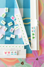 White Wood Mahjong Racks 20" with FLAT Pushers, 4 per set