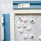 Painted Preppy Blue Mahjong Racks 20" with FLAT Pushers, 4 per set